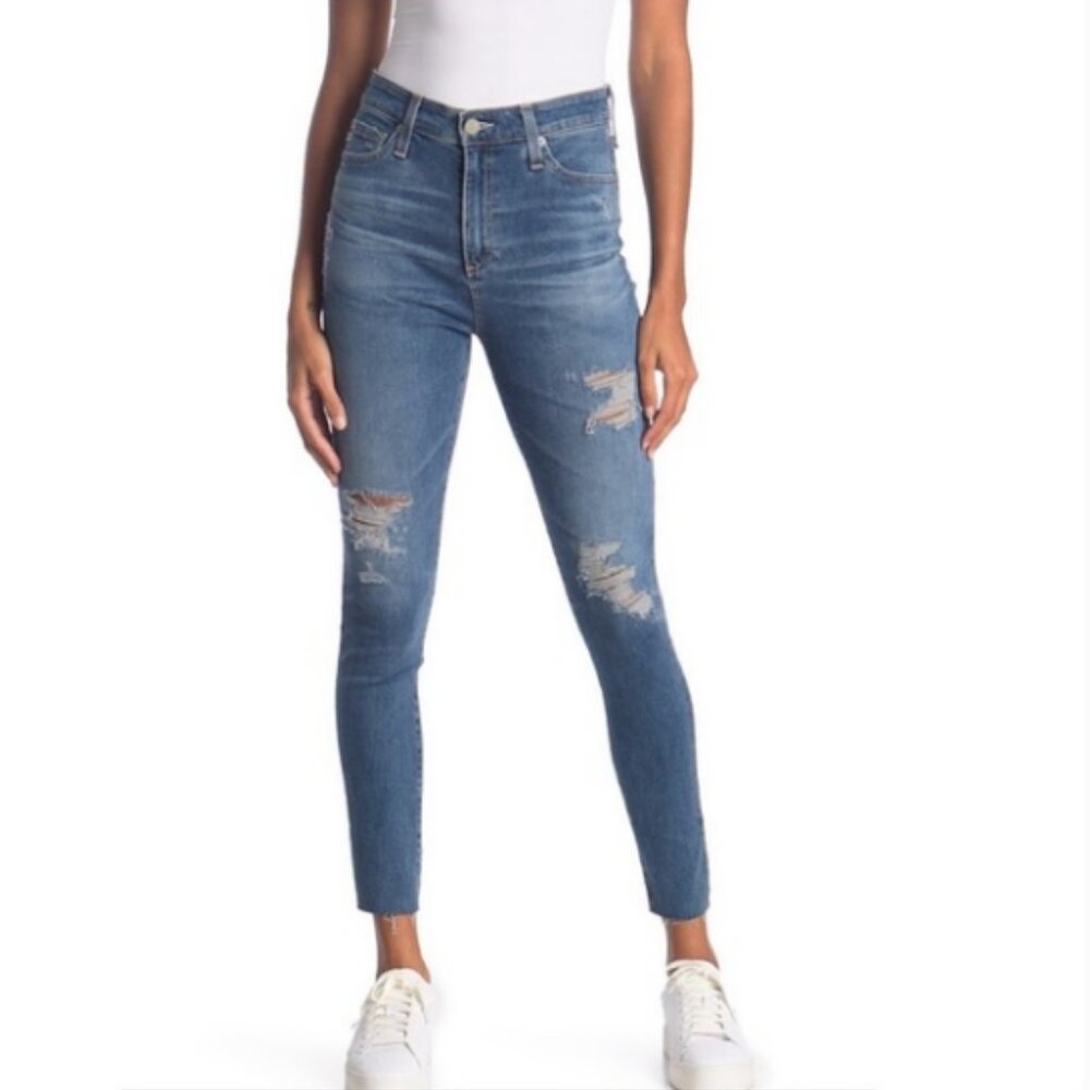 Adriano Goldschmied The Mila Ankle Super High Rise Skinny Distressed Jeans 28R
